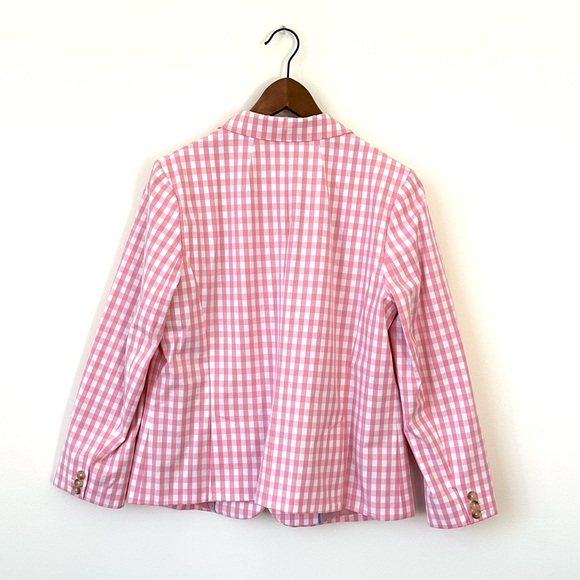 Talbots Pink & White Gingham Blazer - Size 12 - Picture 3 of 10